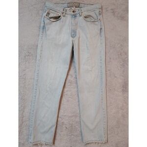 Vintage Guess Jeans Men 34x30 Light Wash Blue Denim Thrashed Distressed Made USA